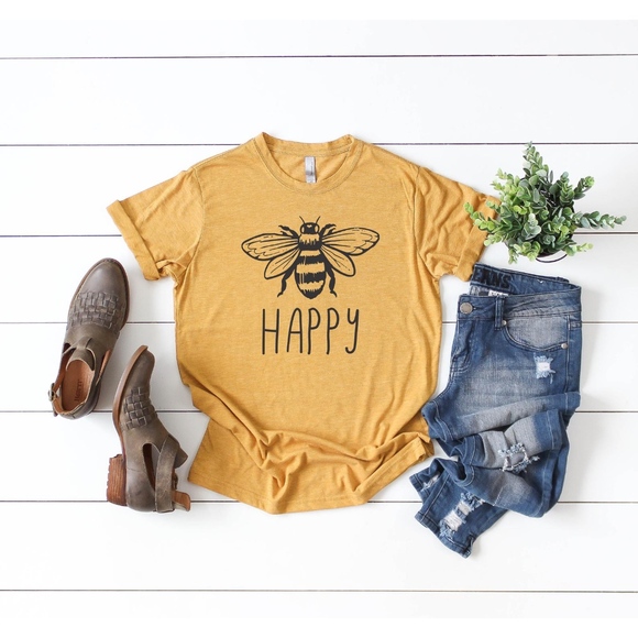 Tierra Bella Tees Tops - Bee Happy Summer Luxury Tee Shirt